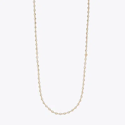 Tory Burch Moondance Faux Pearl Long Necklace In Gold