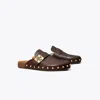 Tory Burch Damen Mellow Pantolette Mit Nieten In Deep Mocha/gold