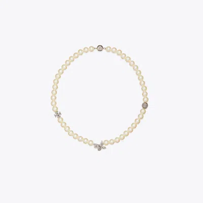Tory Burch Damen Moondance Pavé-halskette Mit Blumenperlen In Neutral