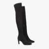 Tory Burch Women's Over-the-knee Heeled Suede Boot In Black/black, Size 6.5