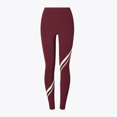 Tory Burch Damen Sculpt Leggings Mit Diagonalem Chevronmuster In Burgundy