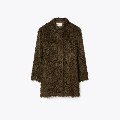 Tory Burch Damen Textured Viscose Coat In Brown