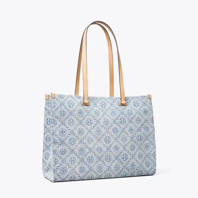 Tory Burch Damen Tote Bag Aus Denim Mit T-monogramm In Blue