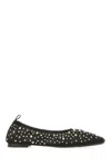 Tory Burch Black Ballet Flats With All-over Crystals Application In Tech Fabric Woman