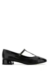 Tory Burch Black Ballet Shoes With Cap Toe And Low Block Heel In Patent Leather Woman In Black