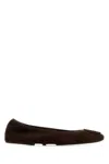 Tory Burch Suede Ballet Flats With Logo Embellishment In Brown