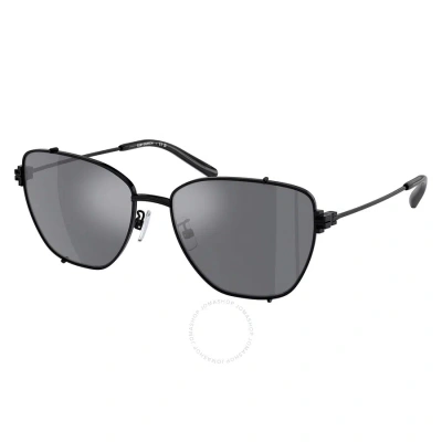 Tory Burch Dark Grey Flash Silver Mirror Cat Eye Ladies Sunglasses Ty6105 32826v 55 In Black / Dark / Grey / Silver