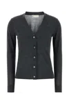 Tory Burch Dark Grey Wool Blend Simone Cardigan In Charcoalmelange