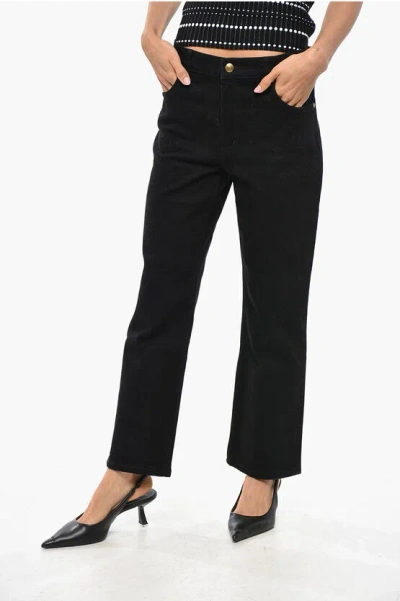 Tory Burch Dark Wash Jeans With Golden Effect Button 20cm In Black