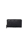 Tory Burch Quilted Leather Zip Wallet In Black