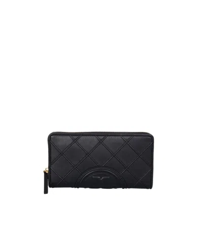 Tory Burch Fleming Zip Quilted Continental Wallet In Black