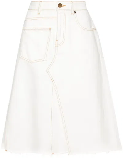 Tory Burch Deconstructed Denim Skirt Skirts Beige In Blue