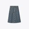 Tory Burch Deconstructed Denim Skirt In T-monogram Vintage Wash