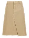 Tory Burch Denim Trapeze Skirt With In Beige