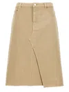 Tory Burch Beige Deconstructed Midi Skirt In Khaki