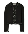 Tory Burch Beaded Cardigan In Black
