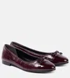 Tory Burch Claire Leather Ballerina Shoes In Deep Burgundy / Deep Burgundy