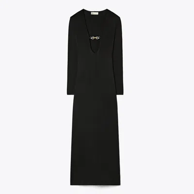 Tory Burch Deep U-neck Jessa Viscose Dress In Black