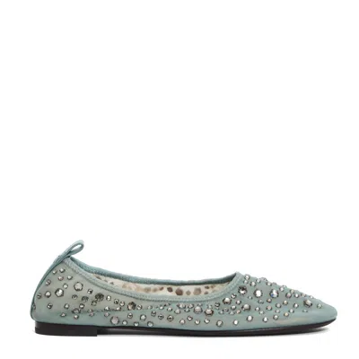 Tory Burch Delicate Mesh Ballerina Flats With Rhinestone Embellishments In Grey
