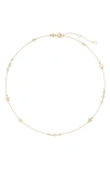Tory Burch Delicate Moondance Pearl & Star Necklace In Gold