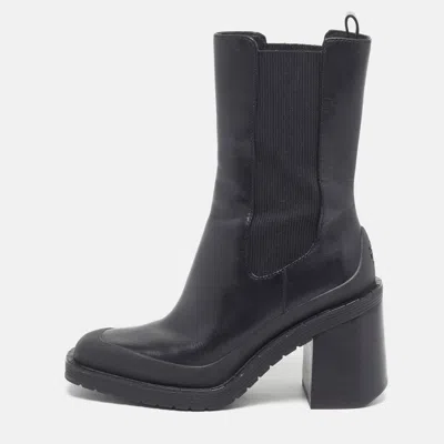 Pre-owned Tory Burch Demi Glove Baby Size 36.5 Black Leather Block Heel Chelsea Boots