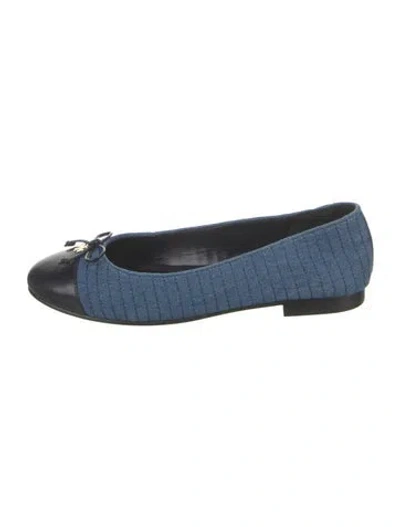 Pre-owned Tory Burch Denim Ballet Flats In Blue
