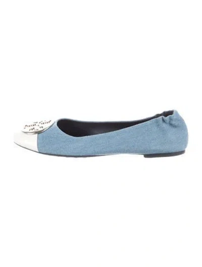 Pre-owned Tory Burch Denim Ballet Flats In Blue