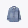 Tory Burch Denim Barn Jacket In Blue