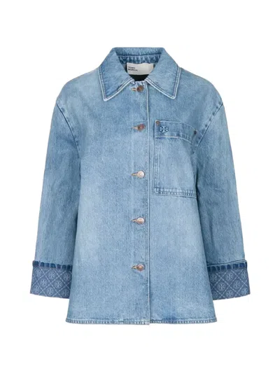 Tory Burch Denim Barn Jacket In Blue
