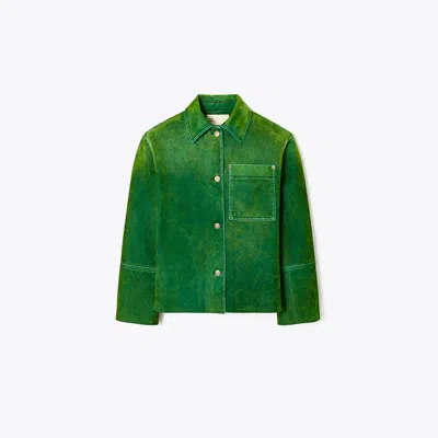 Tory Burch Denim Barn Jacket In Green