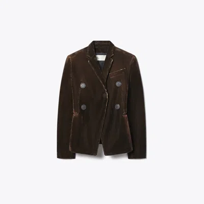 Tory Burch Denim Blazer In Brown