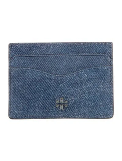 Pre-owned Tory Burch Denim Card Holder In Blue