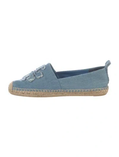 Pre-owned Tory Burch Denim Colorblock Pattern Espadrilles In Blue
