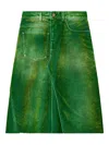 Tory Burch Deconstructed Denim Skirt In Green