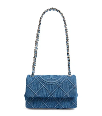 Tory Burch Denim Fleming Cross-body Bag In Blue