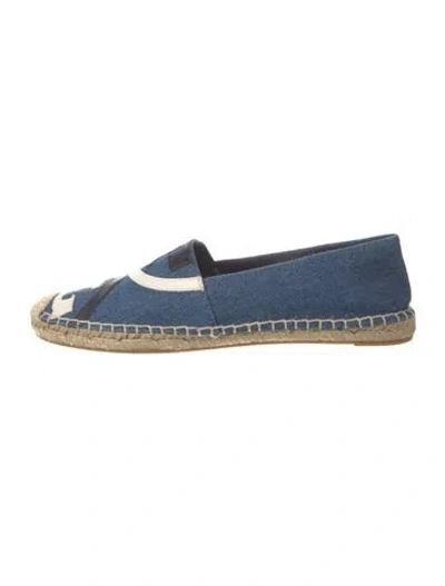 Pre-owned Tory Burch Denim Graphic Print Espadrilles In Blue