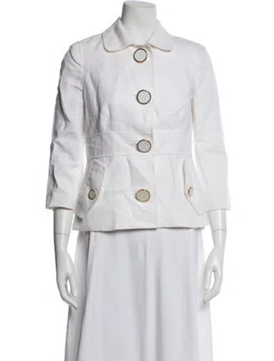 Pre-owned Tory Burch Denim Jacket In White