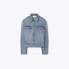 Tory Burch Denim Jacket With Pockets In Vintage Wash