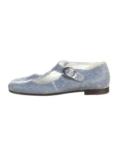 Pre-owned Tory Burch Denim Mary Jane Flats In Blue
