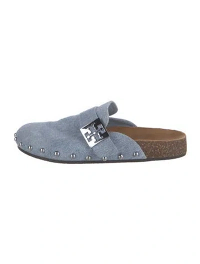 Pre-owned Tory Burch Denim Mules In Blue