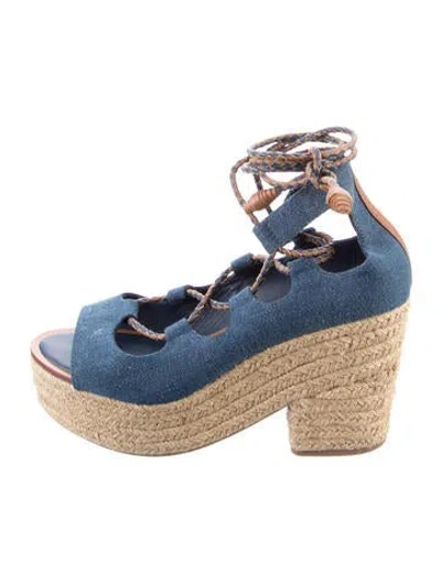 Pre-owned Tory Burch Denim Pumps In Blue