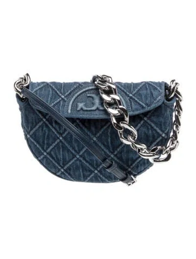 Pre-owned Tory Burch Denim Top Handle Bag In Blue