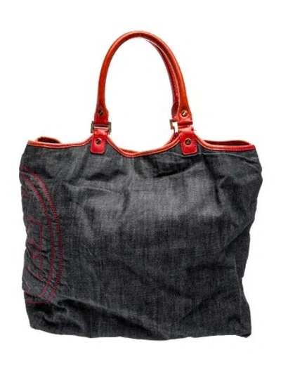 Pre-owned Tory Burch Denim Tote In Multi