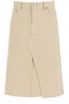 Tory Burch Denim Trapeze Skirt With In Beige