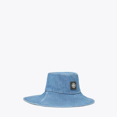 Tory Burch Denim Wide Brim Hat In Blue