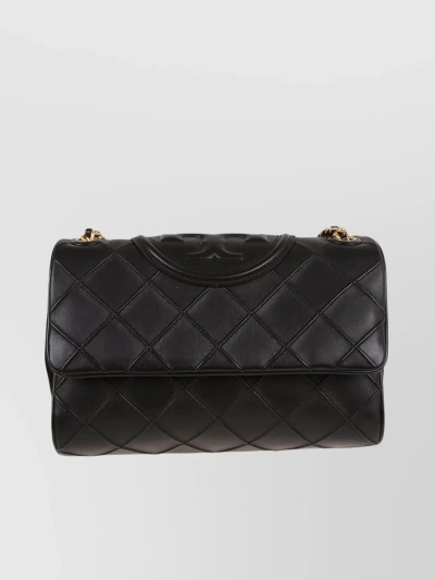 Tory Burch Diamond Pleat Quilted Leather Shoulder Bag In Black