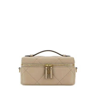 Tory Burch Diamond Quilt East-west Vanity Case In Gray