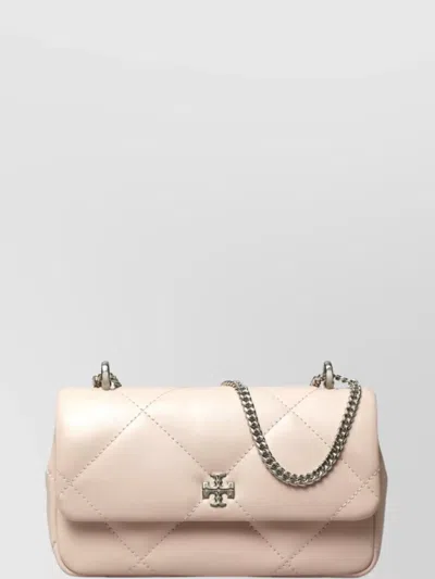 Tory Burch Diamond Quilt Mini Flap Bag In Neutrals