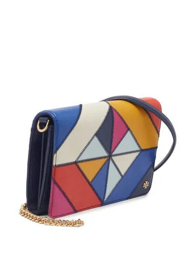 Pre-owned Tory Burch Diamond-stitched Leather Crossbody Bag In Blue