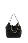 Tory Burch Fleming Black Shoulder Bag With Chain-link Shoulder Strap And Double T Motif In Grained Leather Woma In Black